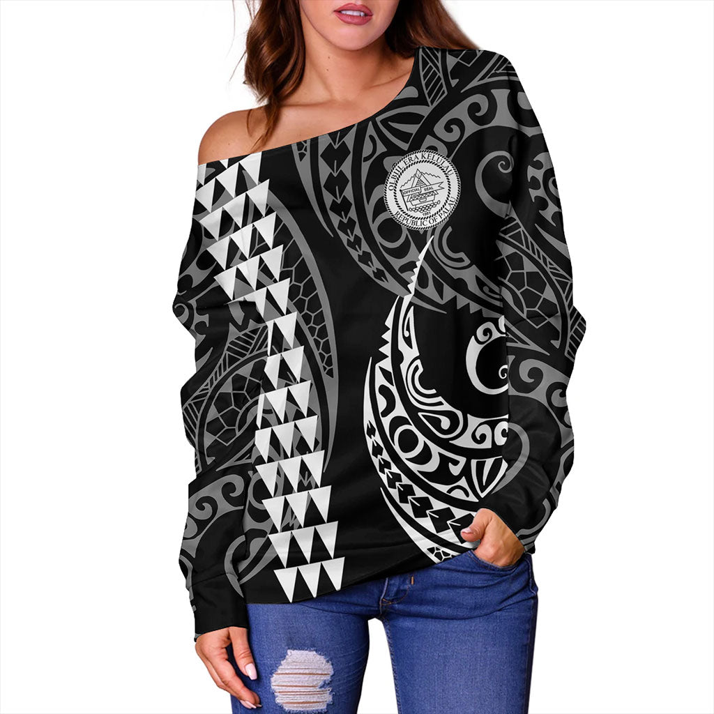 Palau Off Shoulder Sweatshirt Kakau Style Ver.1