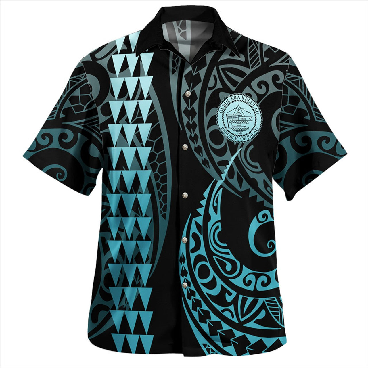 Palau Combo Short Sleeve Dress And Shirt Kakau Style Turquoise