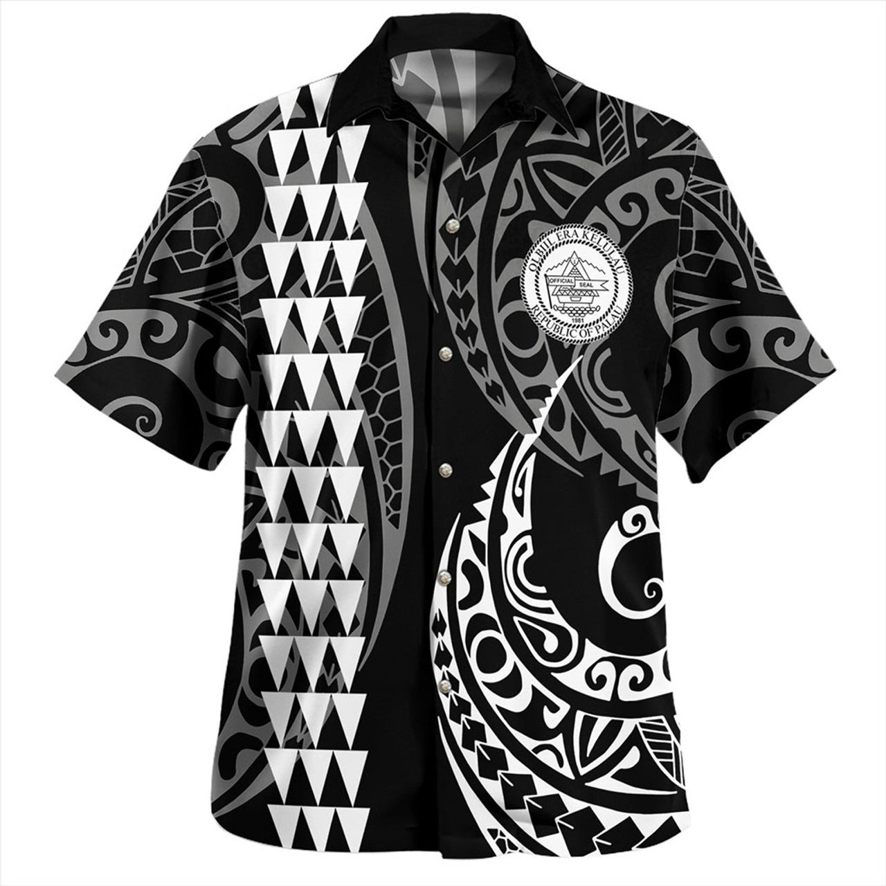 Palau Combo Short Sleeve Dress And Shirt Kakau Style White