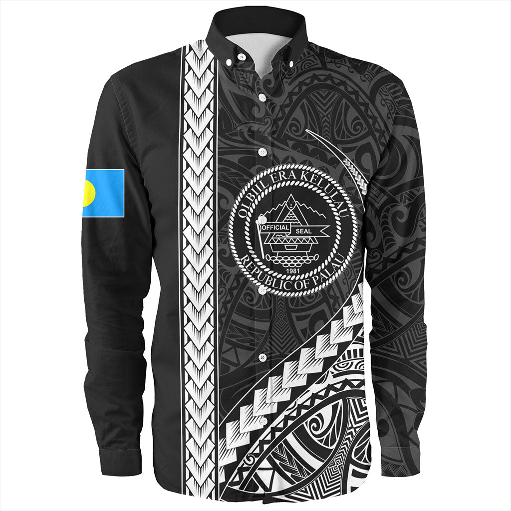 Palau Long Sleeve Shirt Tribal Micronesian Coat Of Arms