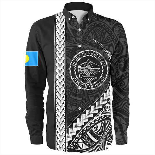 Palau Long Sleeve Shirt Tribal Micronesian Coat Of Arms