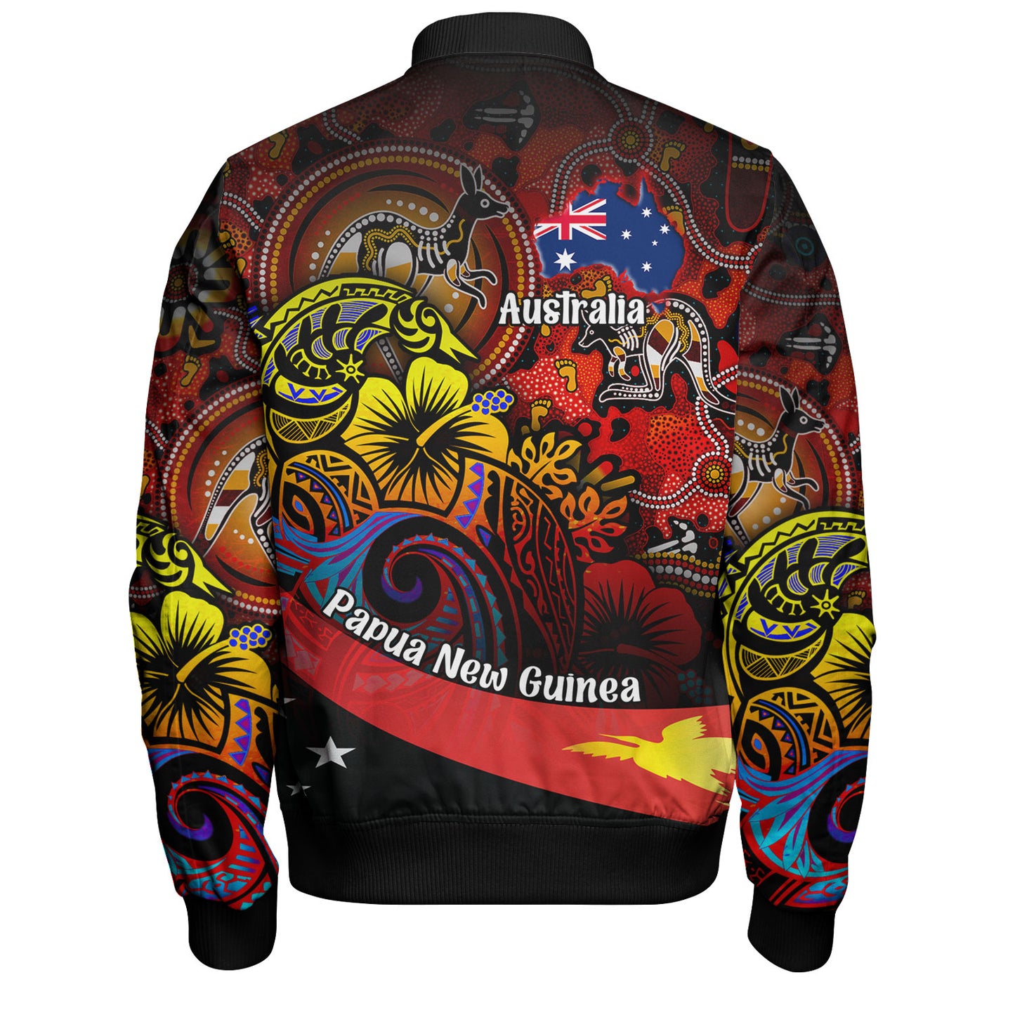 Papua New Guinea And Australia Birds Of Paradise With Aboriginal Bomber Jacket