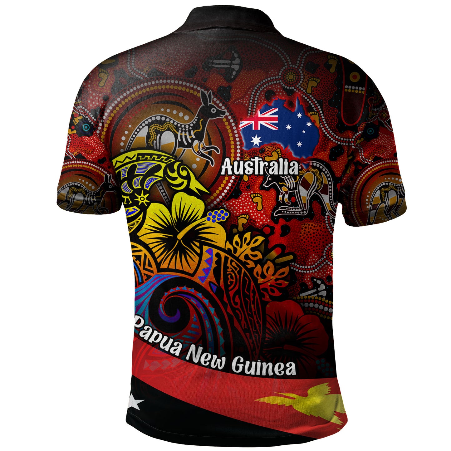 Papua New Guinea And Australia Birds Of Paradise With Aboriginal Polo Shirt