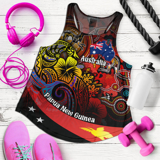 Papua New Guinea And Australia Birds Of Paradise With Aboriginal Women Tank