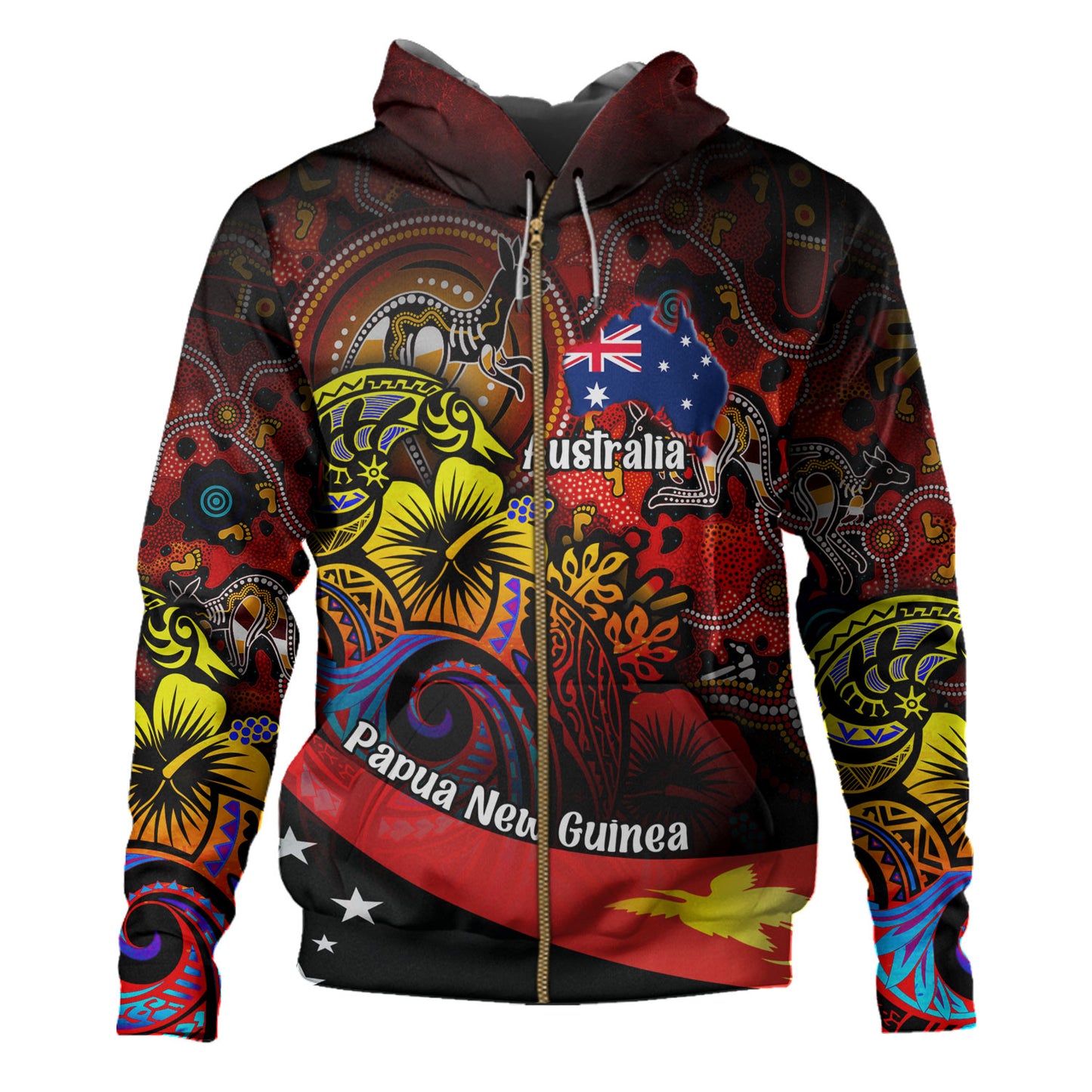 Papua New Guinea And Australia Birds Of Paradise With Aboriginal Hoodie