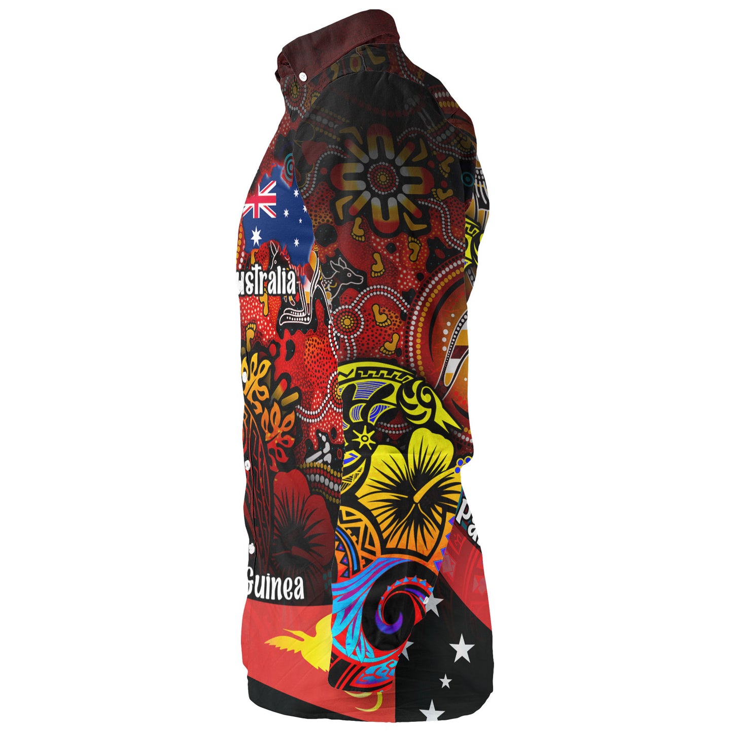 Papua New Guinea And Australia Birds Of Paradise With Aboriginal Long Sleeve Shirt