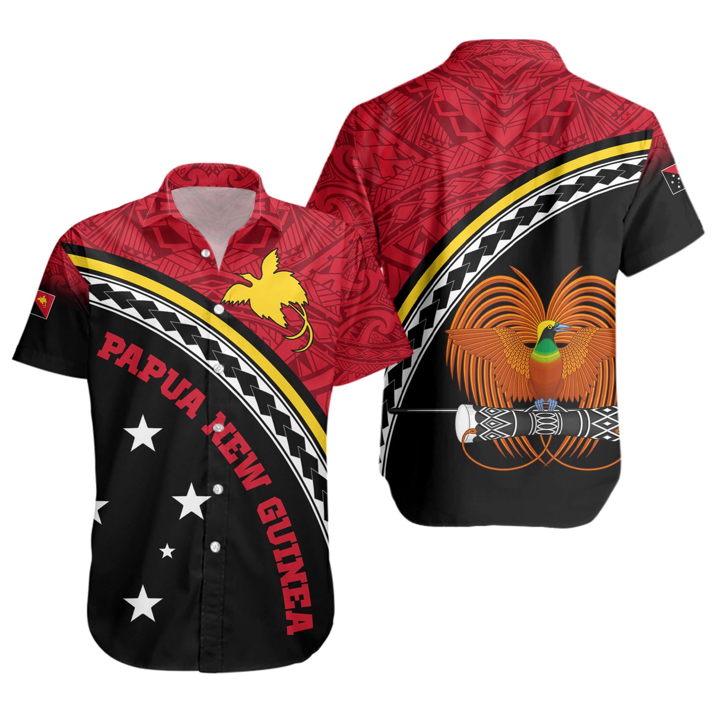 Papua New Guinea Custom Personalised Short Sleeve Shirt Polynesian Tribal Patterns Curve Style
