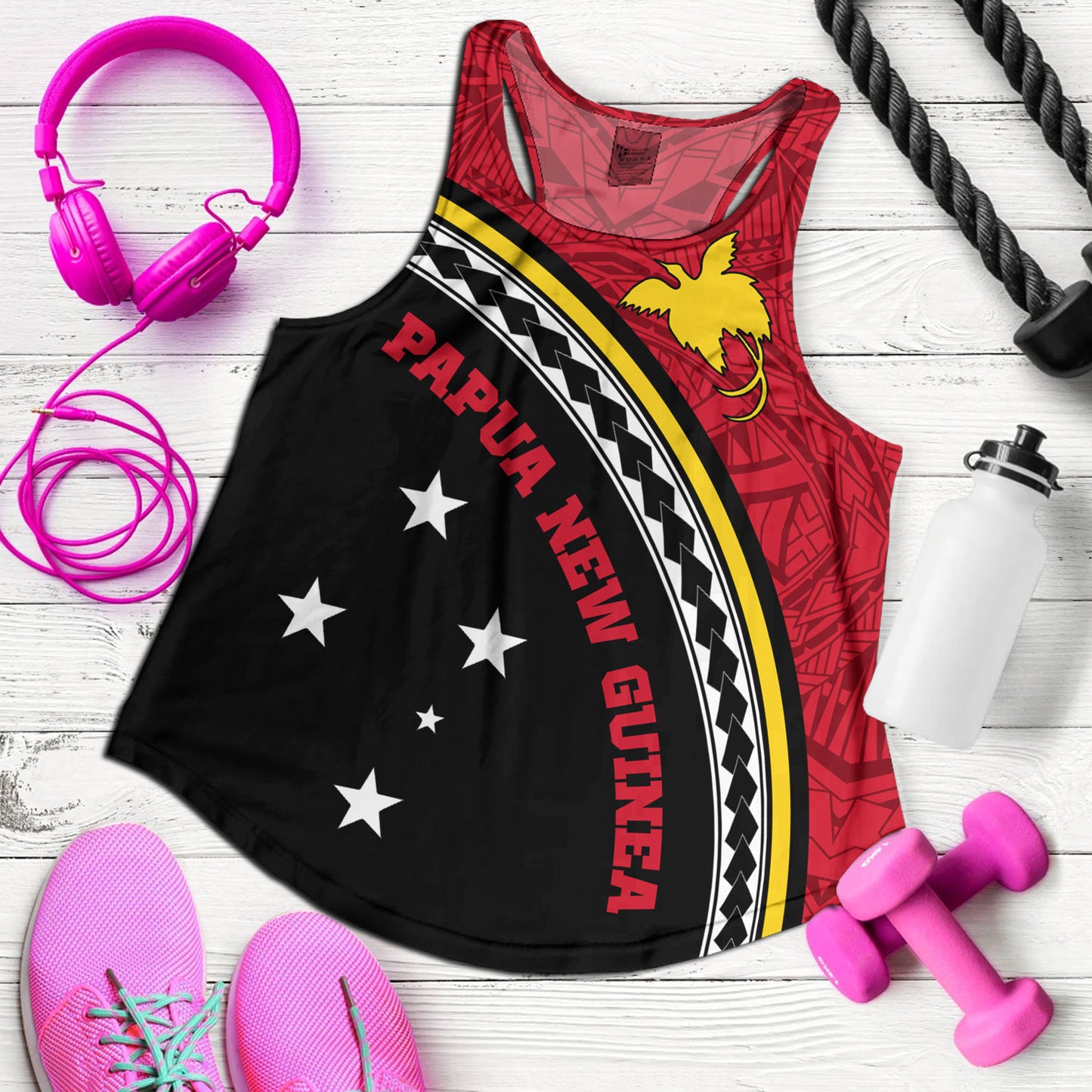 Papua New Guinea Custom Personalised Women Tank Polynesian Tribal Patterns Curve Style