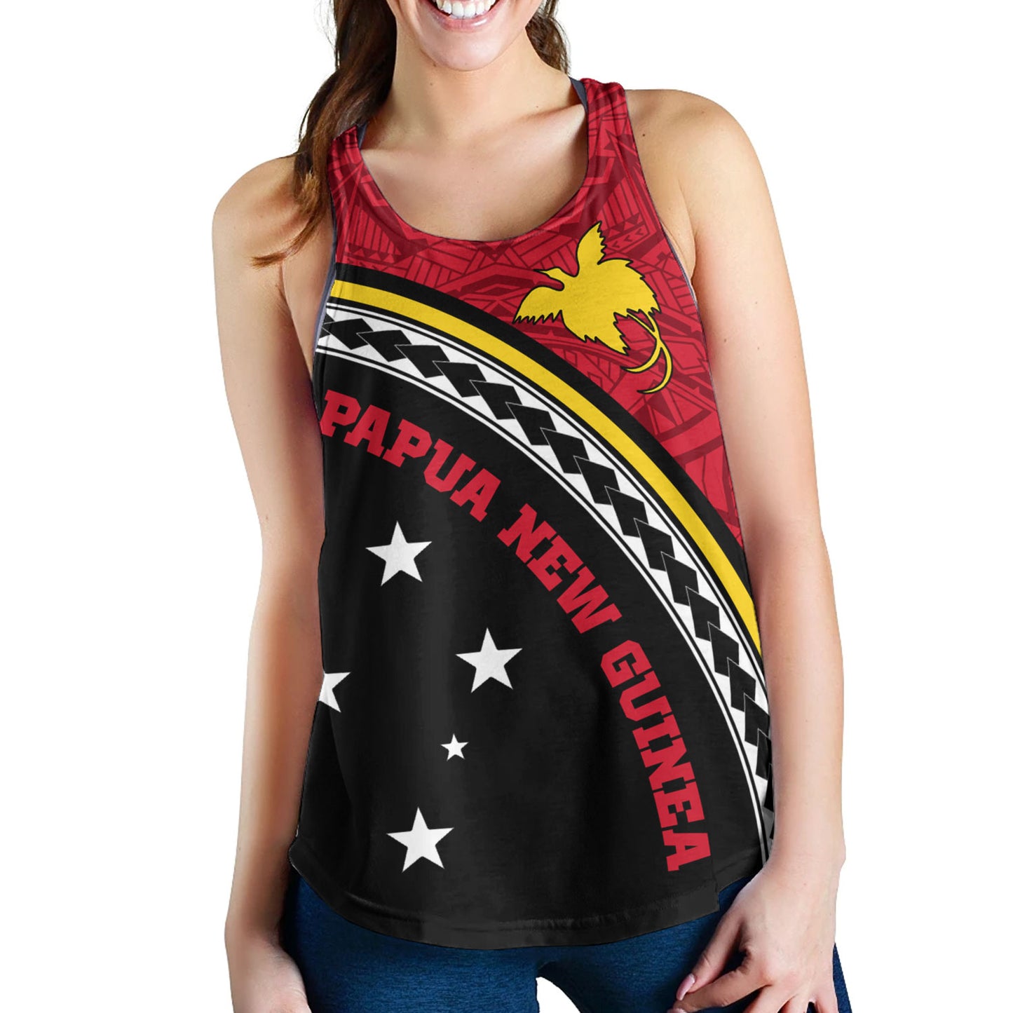 Papua New Guinea Custom Personalised Women Tank Polynesian Tribal Patterns Curve Style