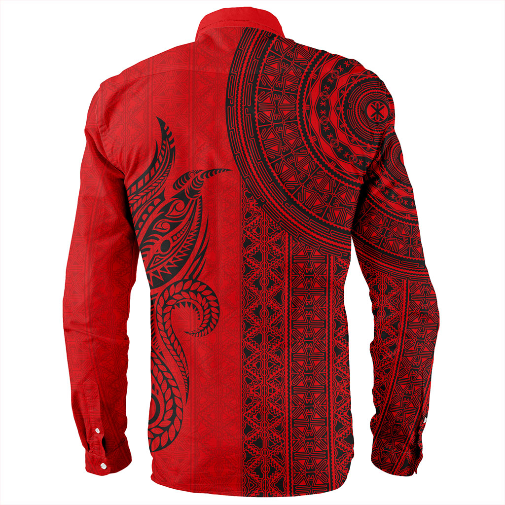 Papua New Guinea Long Sleeve Shirt Tapa Pattern Half Concept