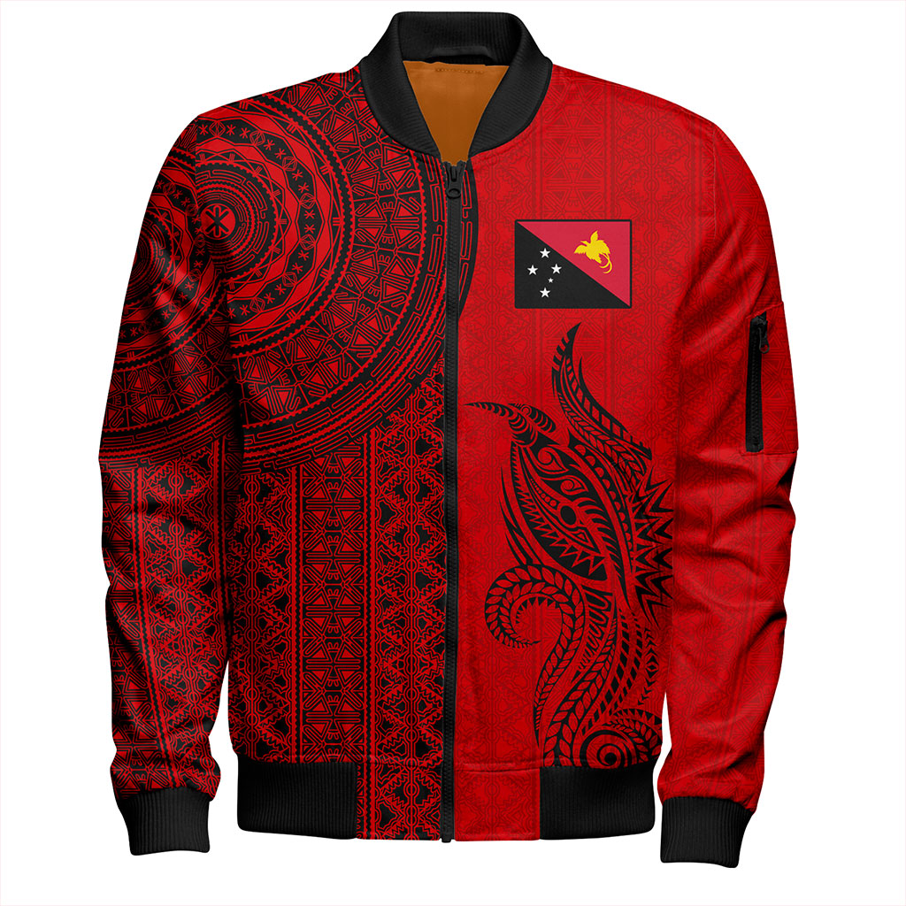 Papua New Guinea Bomber Jacket Tapa Pattern Half Concept