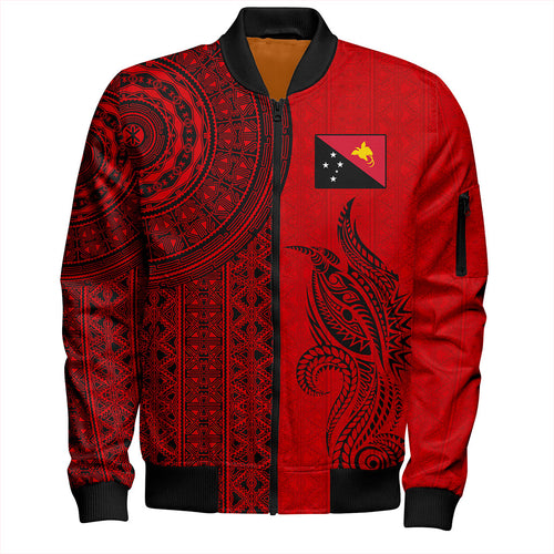 Papua New Guinea Bomber Jacket Tapa Pattern Half Concept