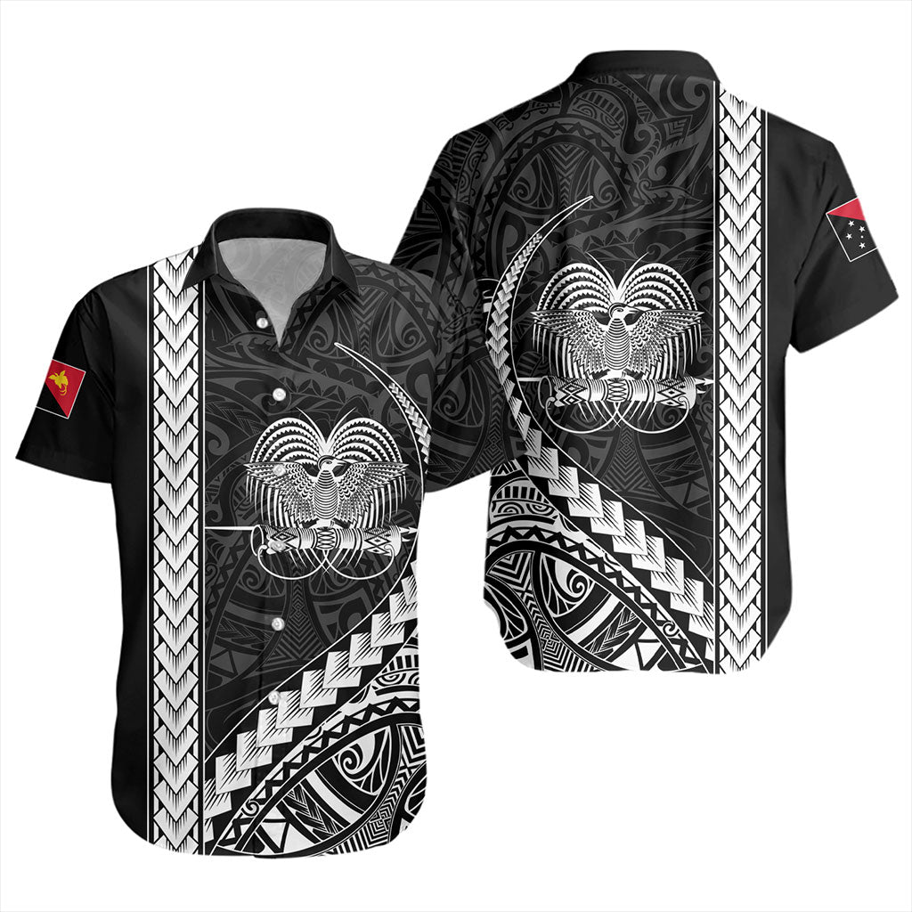 Papua New Guinea Short Sleeve Shirt Tribal Melanesian Coat Of Arms