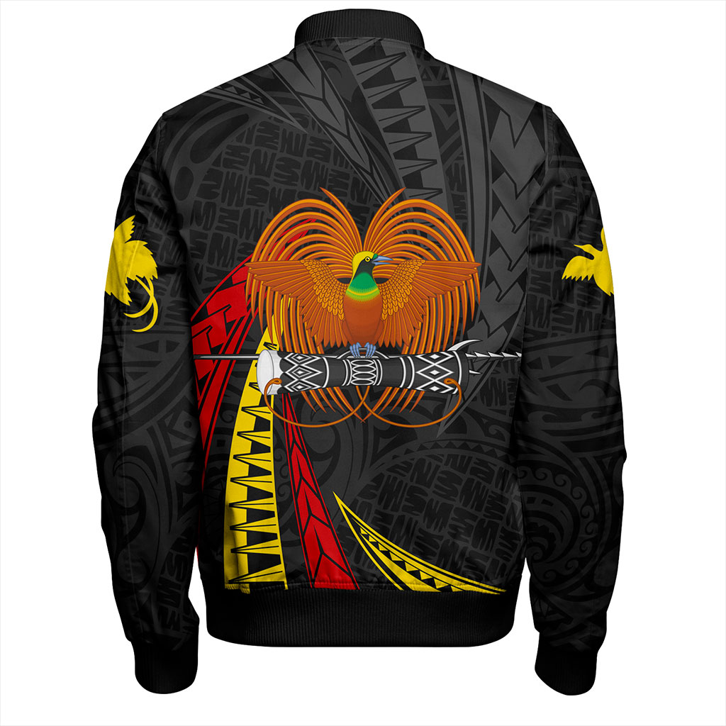 Papua New Guinea Bomber Jacket Tribal Wave Pattern