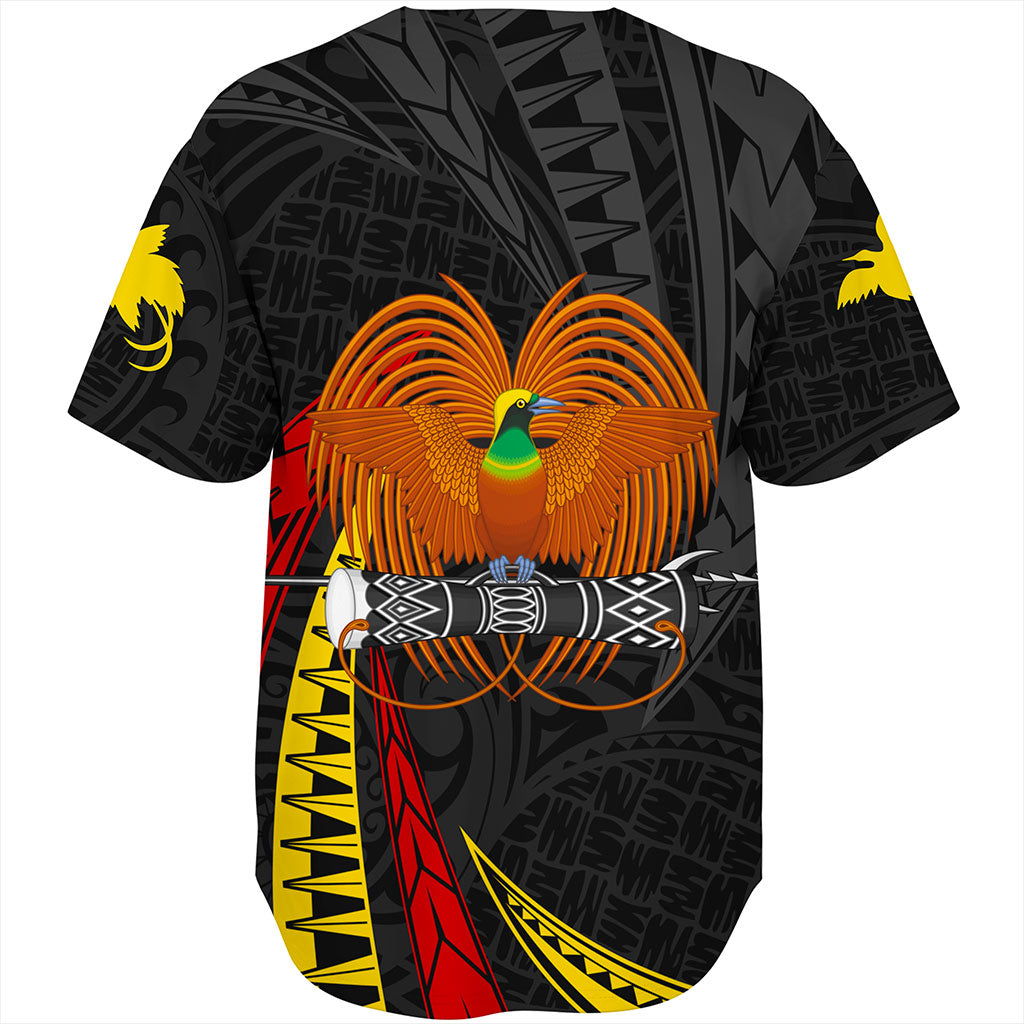 Papua New Guinea Baseball Shirt Tribal Wave Pattern