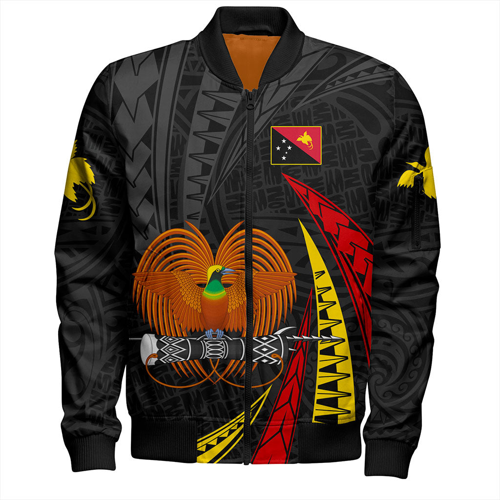 Papua New Guinea Bomber Jacket Tribal Wave Pattern