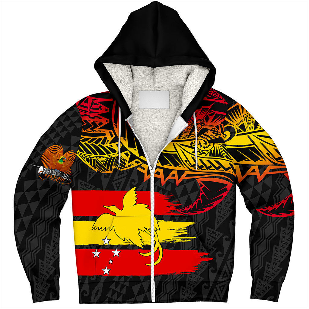 Papua New Guinea Sherpa Hoodie Flag Grunge Style