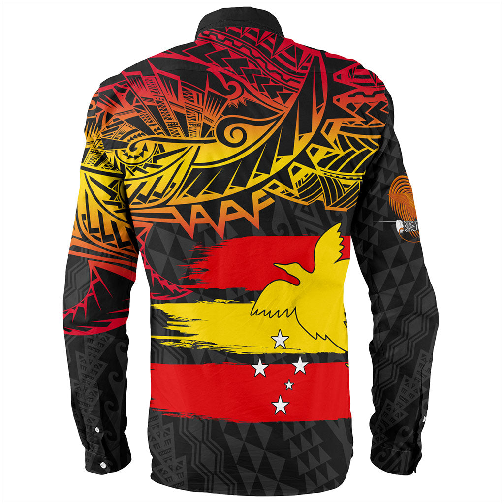 Papua New Guinea Long Sleeve Shirt Flag Grunge Style