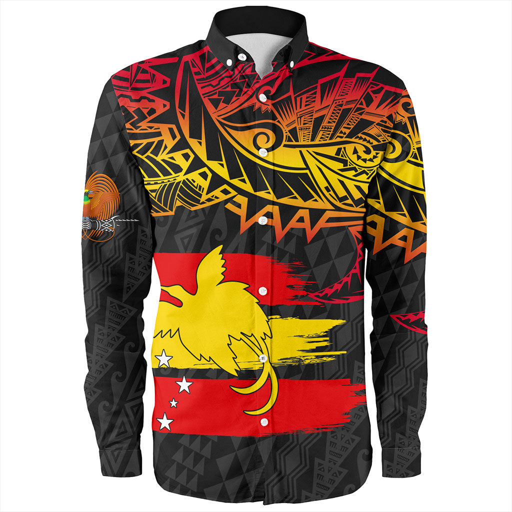 Papua New Guinea Long Sleeve Shirt Flag Grunge Style