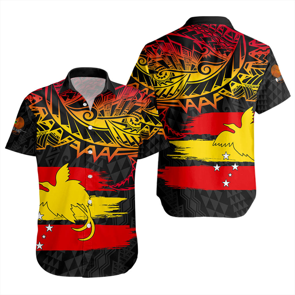 Papua New Guinea Short Sleeve Shirt Flag Grunge Style