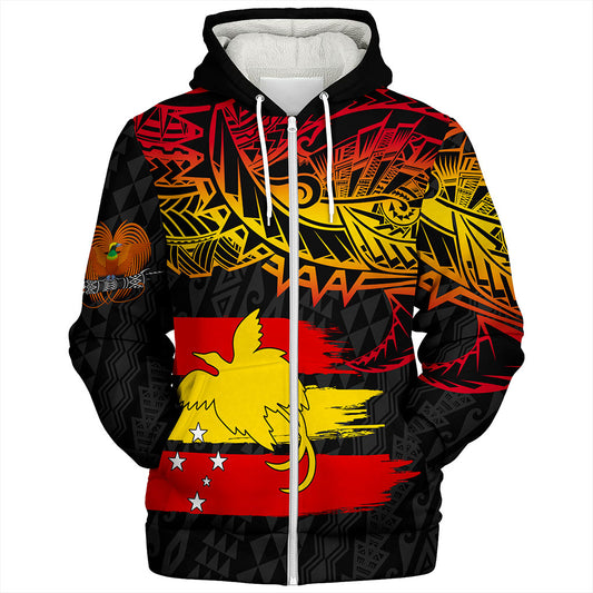 Papua New Guinea Sherpa Hoodie Flag Grunge Style