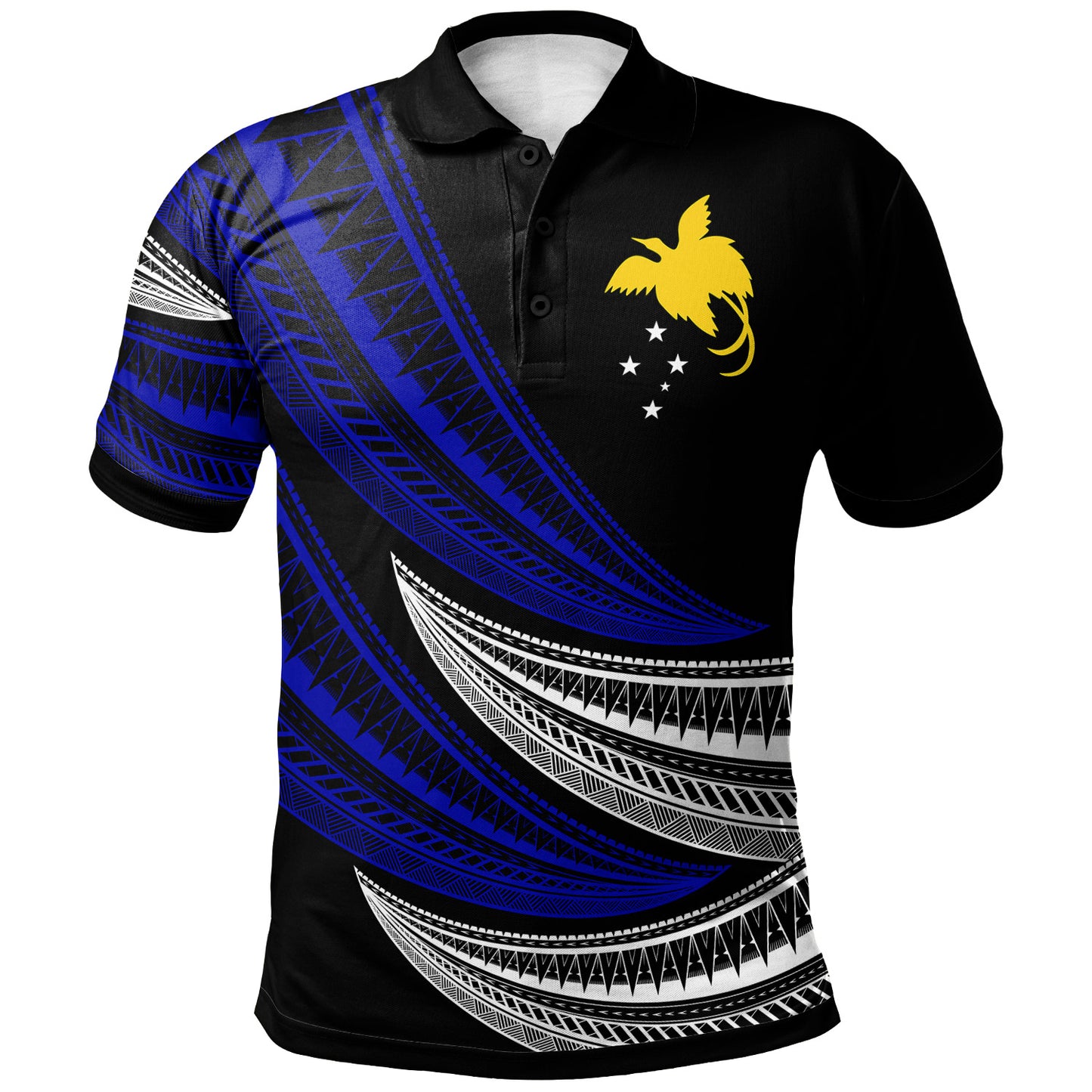 Papua New Guinea Custom Personalised Polo Shirt - Wave Pattern Alternating