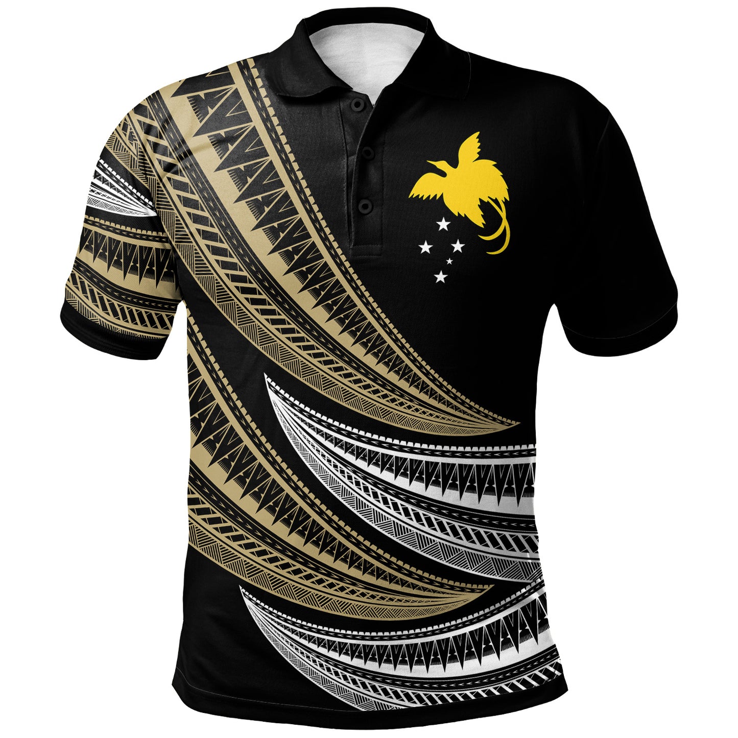 Papua New Guinea Custom Personalised Polo Shirt - Wave Pattern Alternating