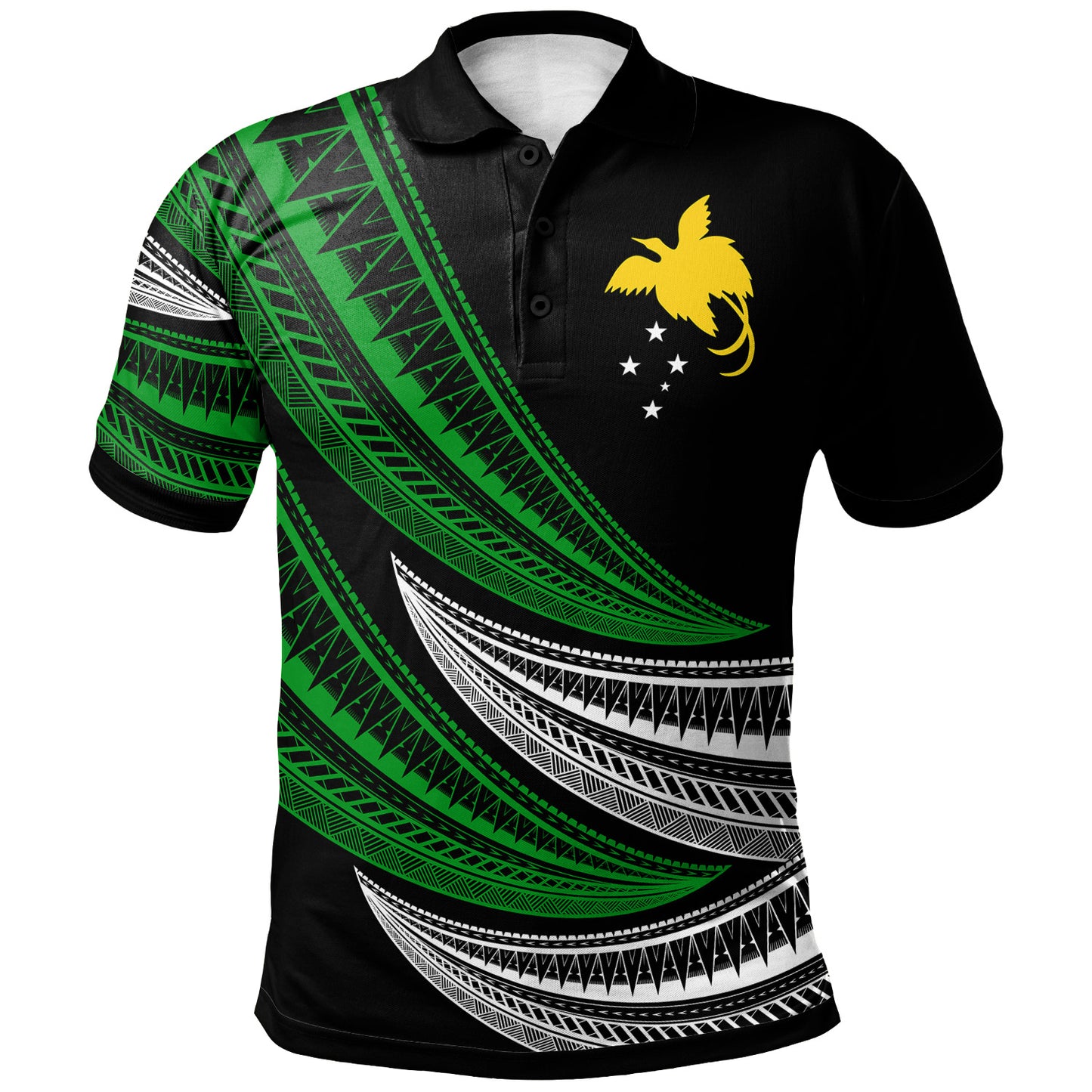 Papua New Guinea Custom Personalised Polo Shirt - Wave Pattern Alternating