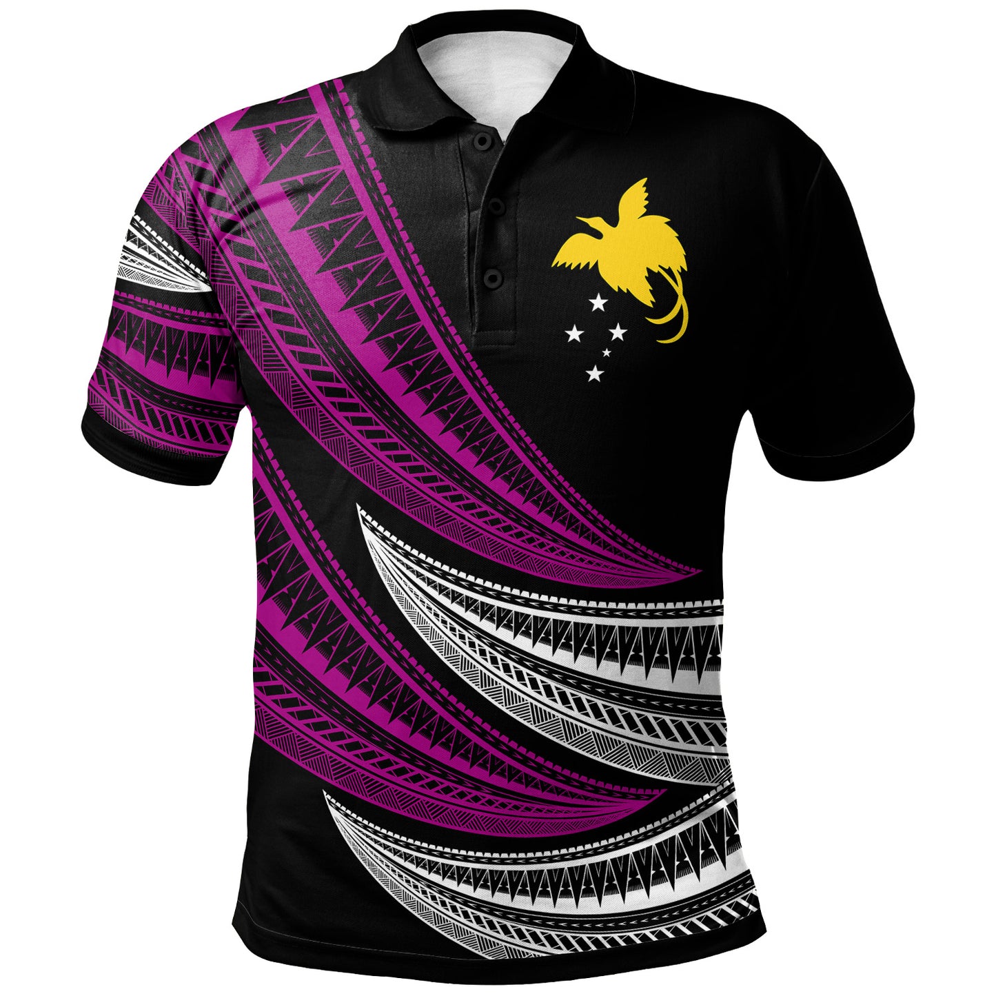 Papua New Guinea Custom Personalised Polo Shirt - Wave Pattern Alternating