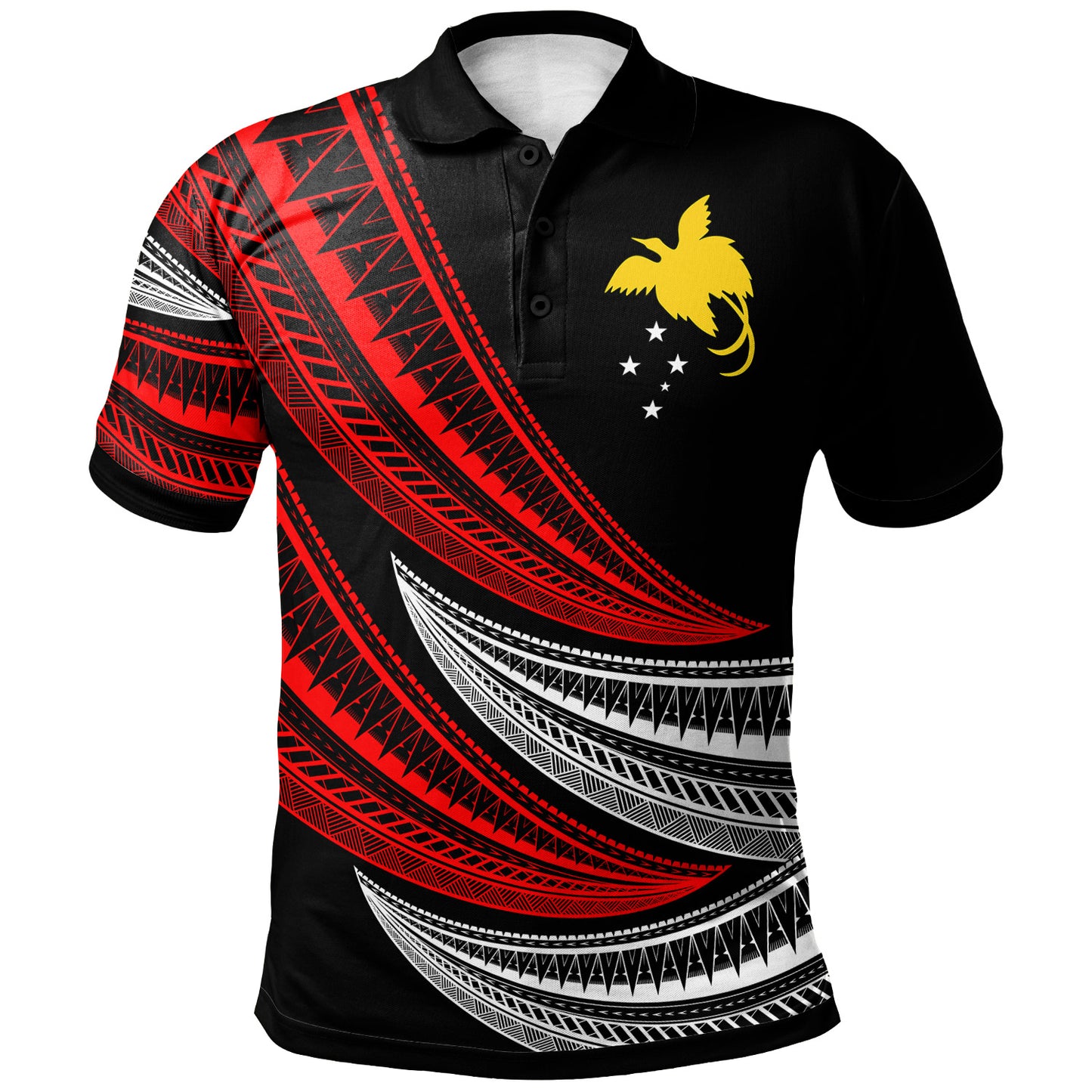 Papua New Guinea Custom Personalised Polo Shirt - Wave Pattern Alternating