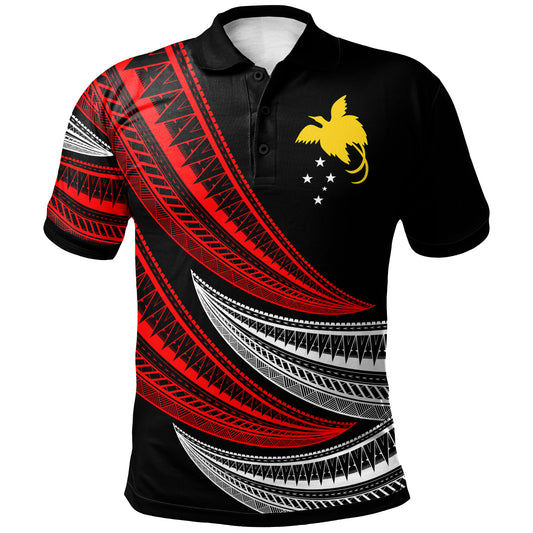 Papua New Guinea Custom Personalised Polo Shirt - Wave Pattern Alternating