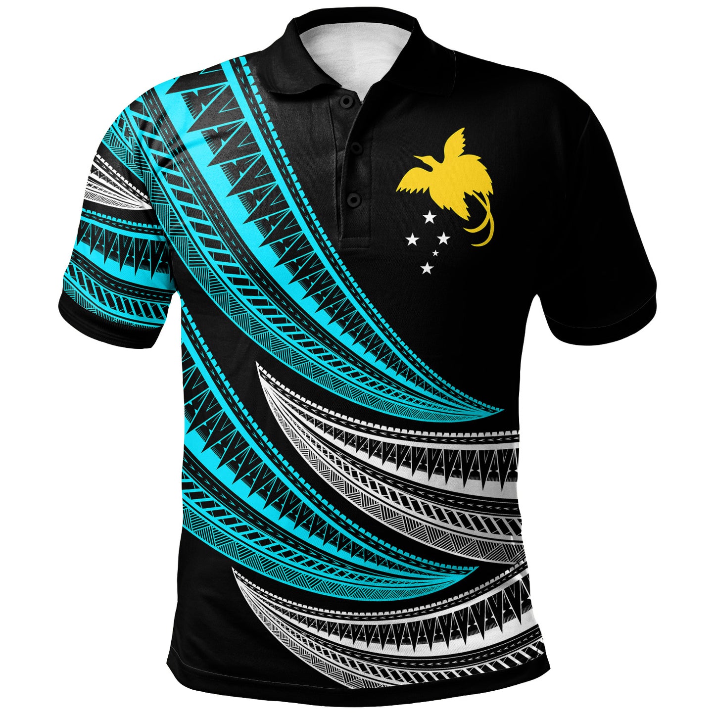 Papua New Guinea Custom Personalised Polo Shirt - Wave Pattern Alternating