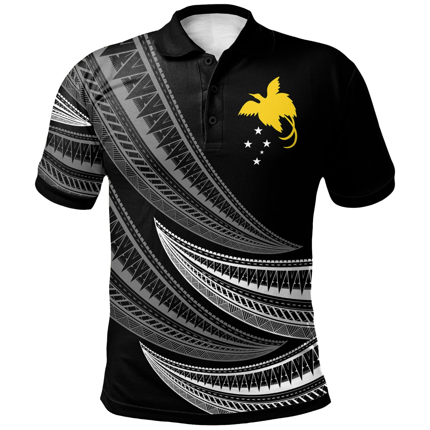 Papua New Guinea Custom Personalised Polo Shirt - Wave Pattern Alternating