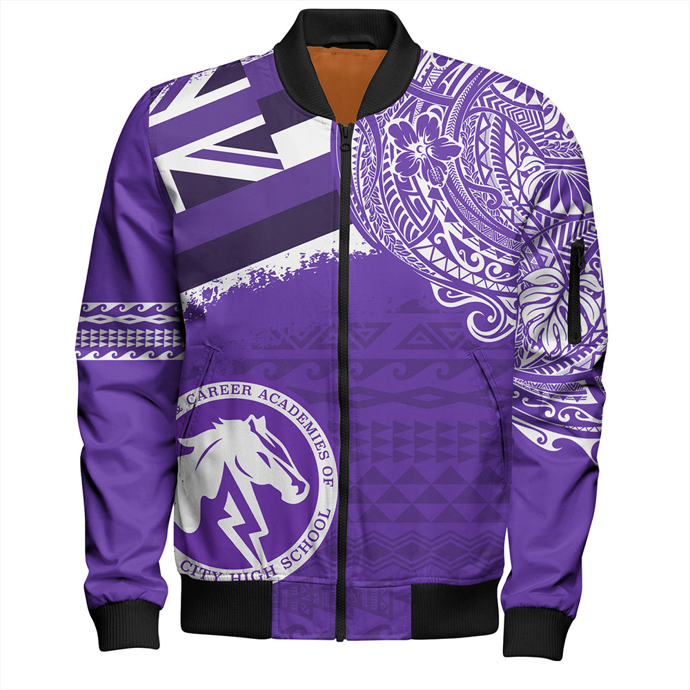 Hawaii Bomber Jacket Pearl City High School With Crest Style