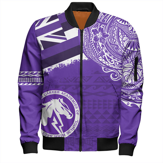 Hawaii Bomber Jacket Pearl City High School With Crest Style