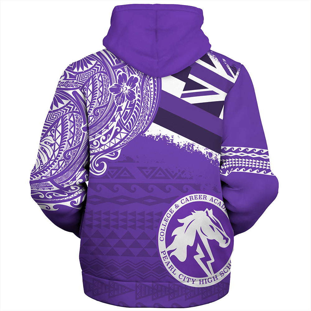 Hawaii Sherpa Hoodie Pearl City High School With Crest Style