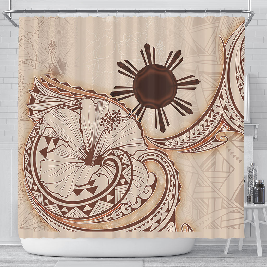 Philippines Filipinos Shower Curtain Hibiscus Flower Vintage Style