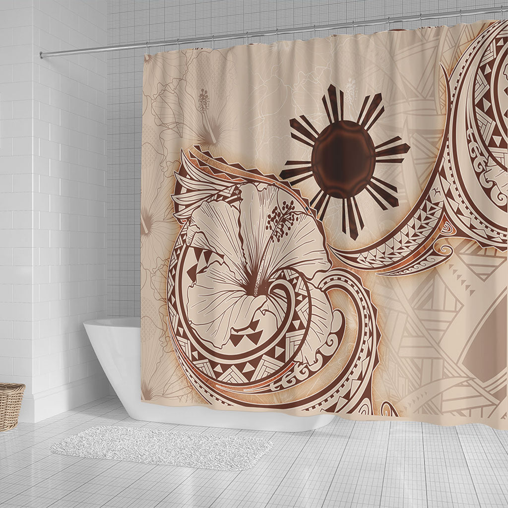 Philippines Filipinos Shower Curtain Hibiscus Flower Vintage Style