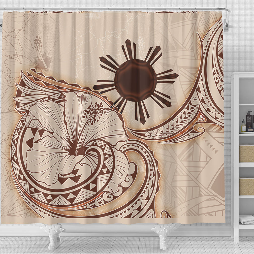 Philippines Filipinos Shower Curtain Hibiscus Flower Vintage Style