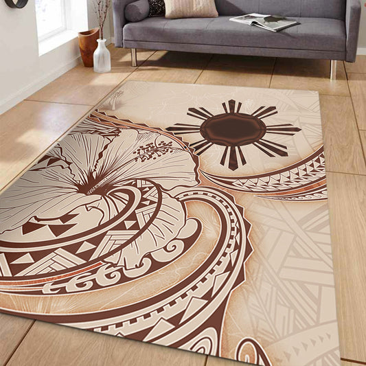 Philippines Filipinos Area Rug Hibiscus Flower Vintage Style