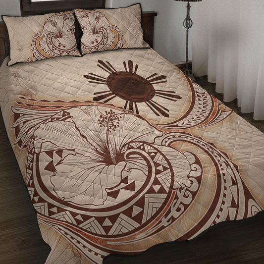 Philippines Filipinos Quilt Bed Set Hibiscus Flower Vintage Style