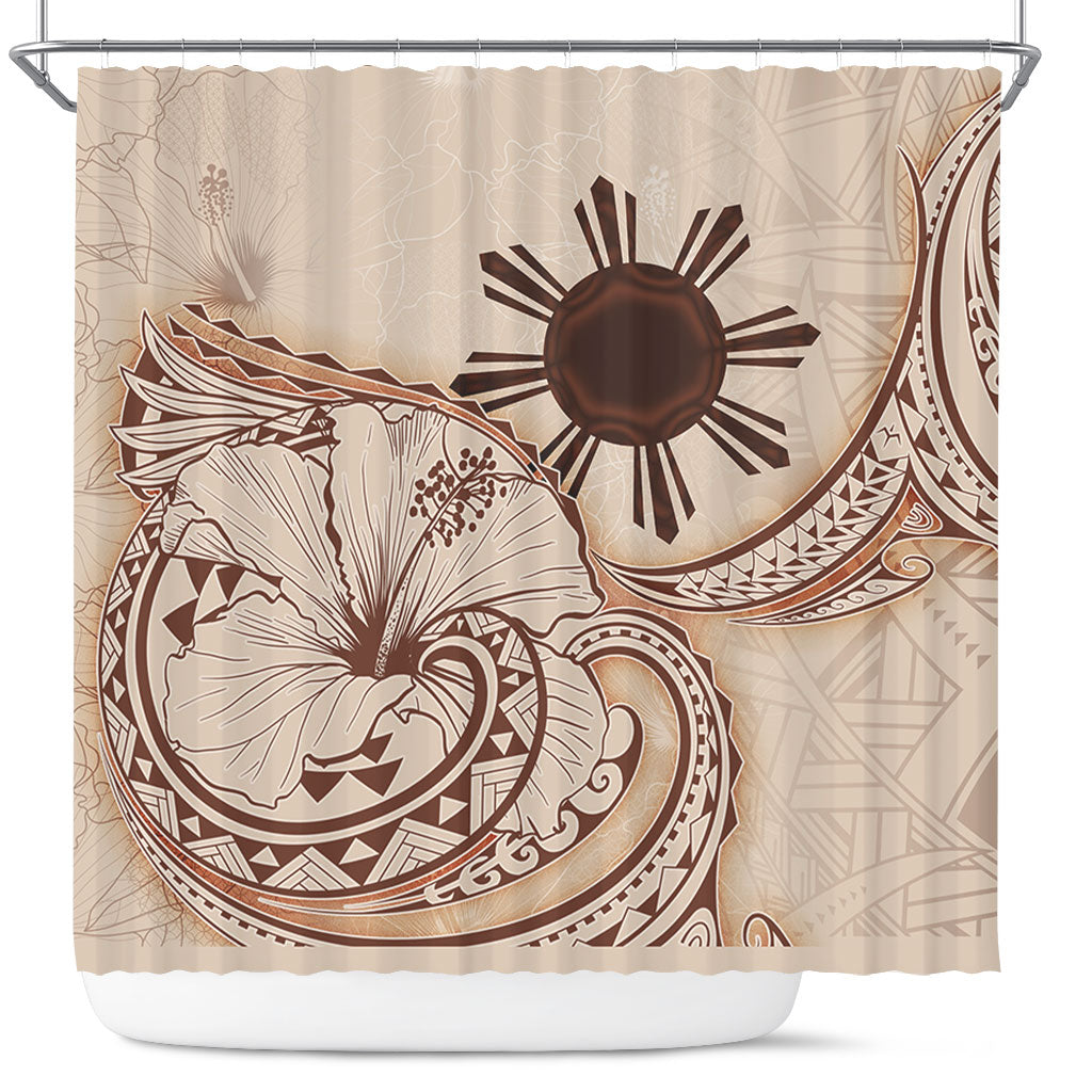 Philippines Filipinos Shower Curtain Hibiscus Flower Vintage Style