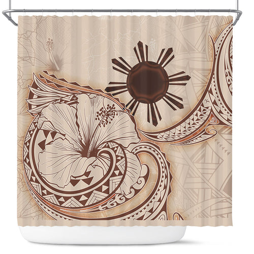 Philippines Filipinos Shower Curtain Hibiscus Flower Vintage Style
