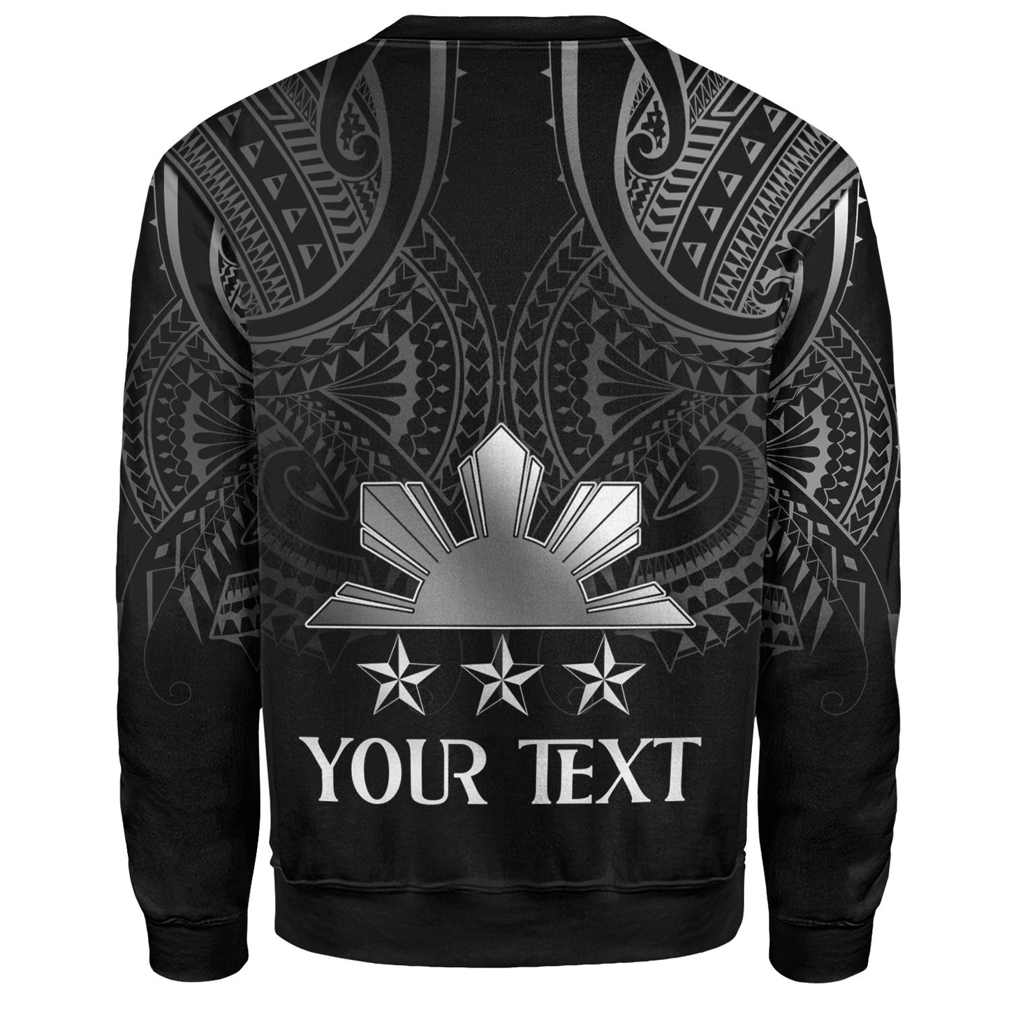 Philippines Filipinos Custom Personalised Sweatshirt Black Sun And Stars Tribal Tatau Design