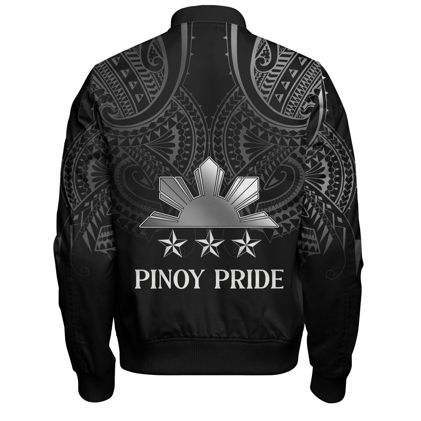 Philippines Filipinos Custom Personalised Bomber Jacket Black Sun And Stars Tribal Tatau Design