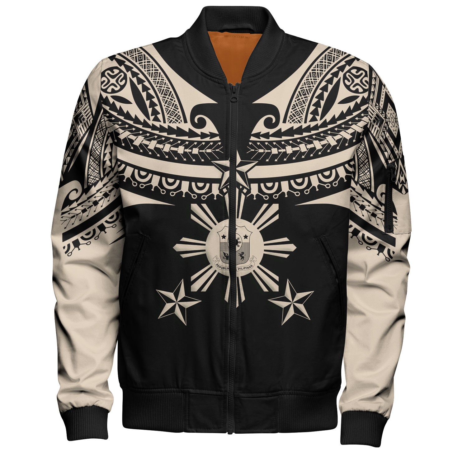 Philippines Filipinos Custom Personalised Bomber Jacket Filipinos Coat Of Arms Tribal Tattoo Style