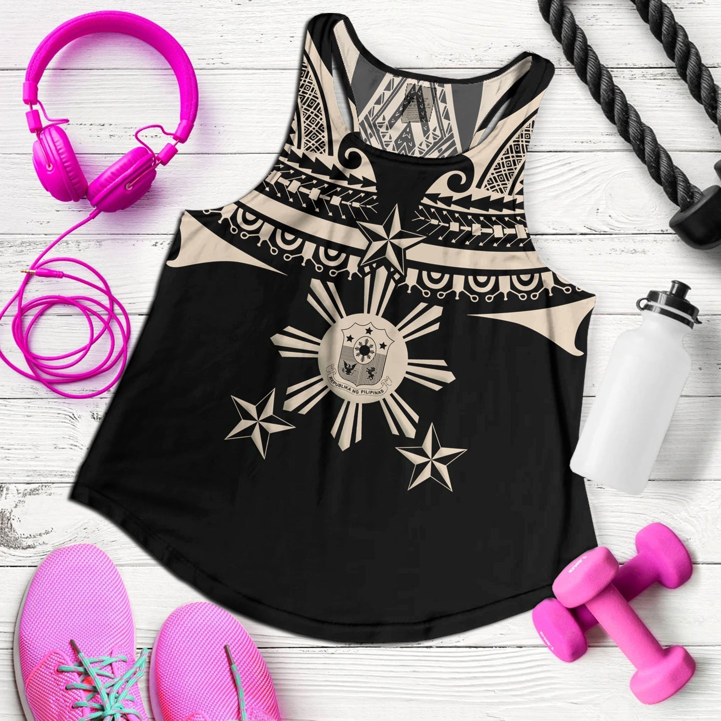 Philippines Filipinos Custom Personalised Women Tank Filipinos Coat Of Arms Tribal Tattoo Style