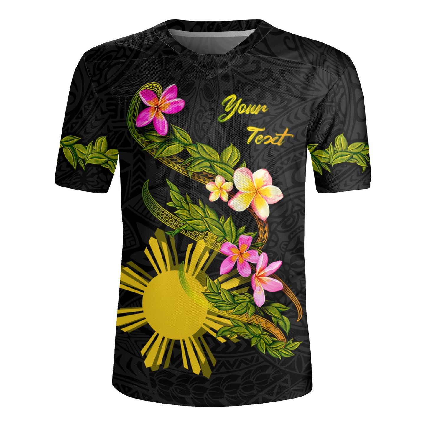 Philippines Filipinos Rugby Jersey Custom Plumeria Tribal