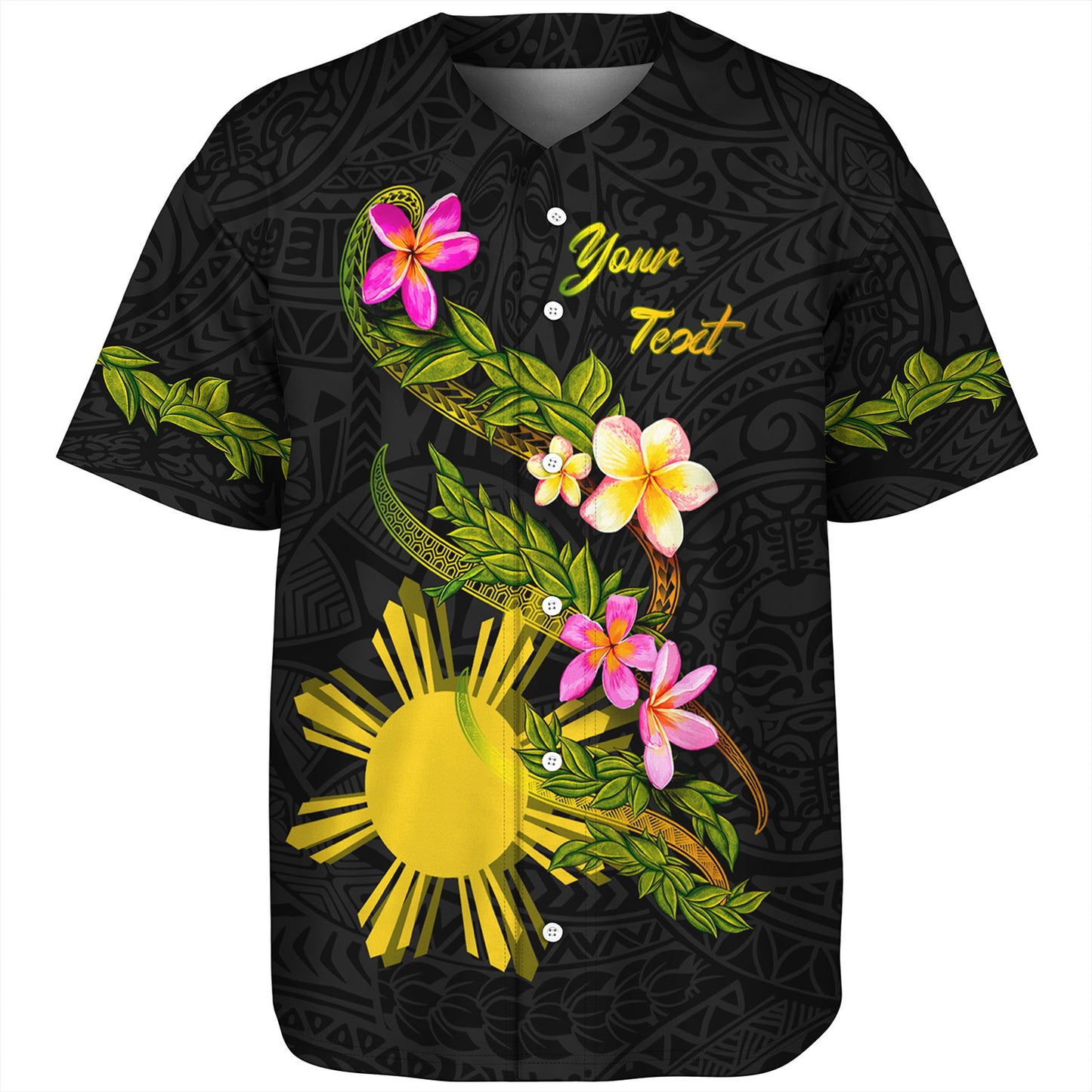 Philippines Filipinos Baseball Shirt Custom Plumeria Tribal