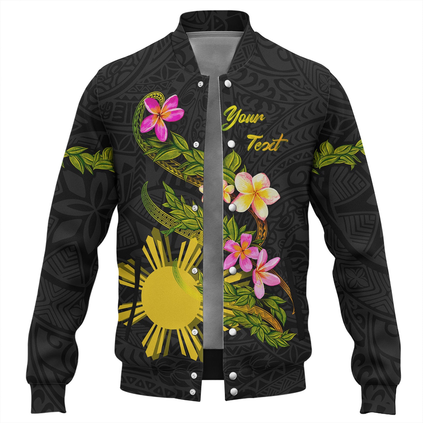 Philippines Filipinos Baseball Jacket Custom Plumeria Tribal